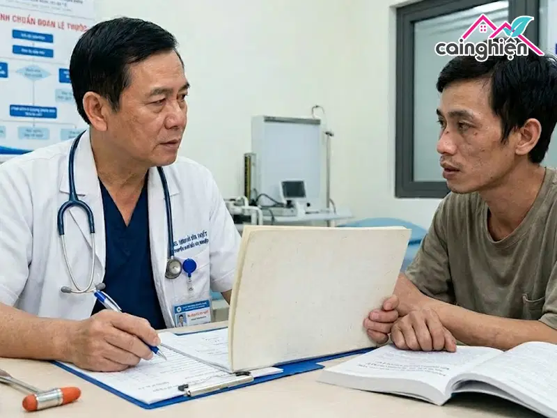Bác sĩ thăm khám và đưa ra lộ trình phù hợp cho từng cá nhân cai nghiện