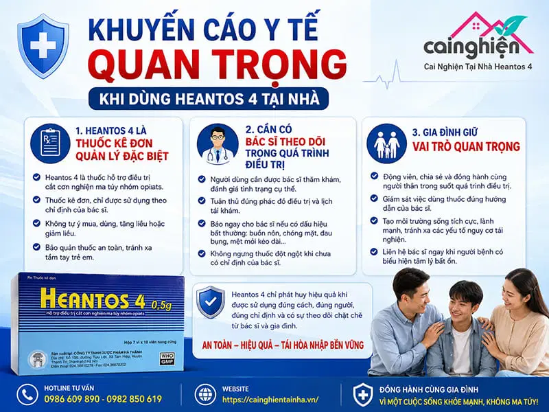 Khuyến cáo y tế quan trọng khi dùng Heantos 4 tại nhà