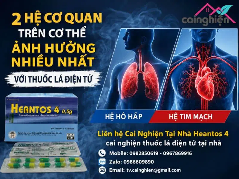 2 hệ cơ quan trên cơ thể ảnh hưởng nhiều nhất với thuốc lá điện tử